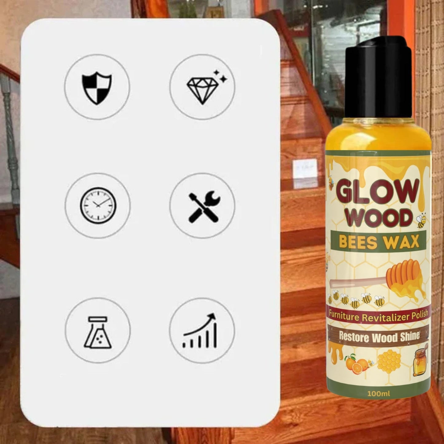 GLOW WOOD Bee Wax Wood Furniture Polish [ Pack of 3 ]